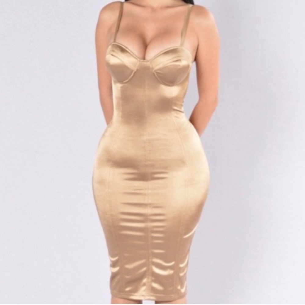 Gold “Stupid In Love” Fashionnova Dress